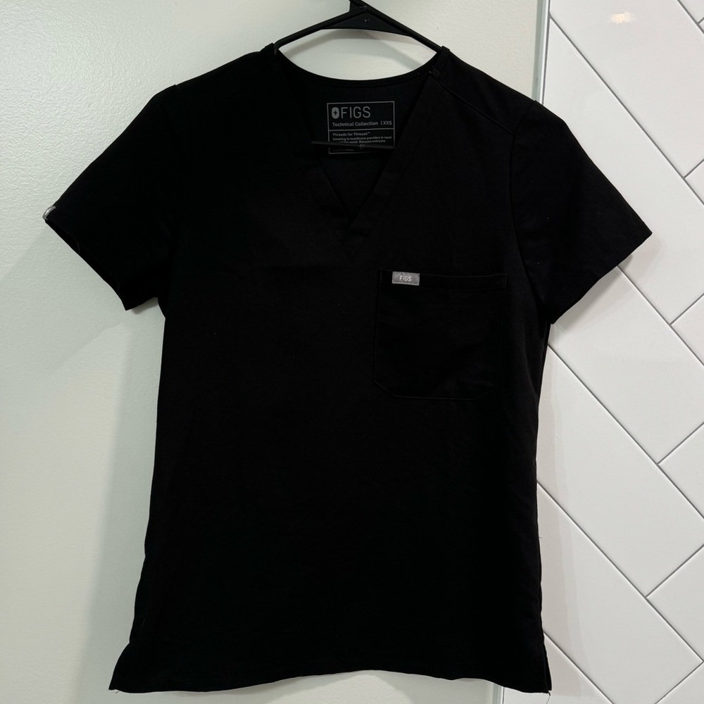 Womens Black Catarina One-Pocket Scrub Top Size XXS